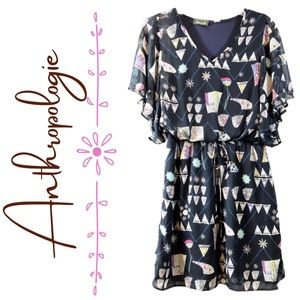 Maude | flutter sleeve & geometric print dress